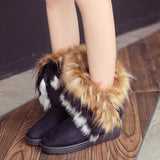  Snow Woman Winter Warm Female Mid-calf Boots With Fur Plush Ladies Shoes Furry British Soft Flock Short Slip-On Mart Lion - Mart Lion
