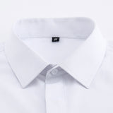 Men's Classic French Cuffs Solid Dress Shirt Covered Placket Formal Standard-fit Long Sleeve Office Work White Mart Lion   