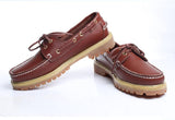 Genuine Leather Casual Shoes Docksides Boat Shoes Platform Unisex Lace up Driving Men's Loafers Mart Lion   