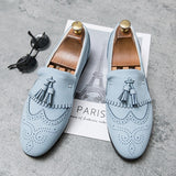 Fotwear Men's Dress Shoes Wedding Brogues Blue Black Tassel Dress Loafers Office Slip Mart Lion   