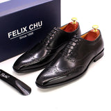 Handmade Men's Wingtip Oxford Shoes Genuine Calfskin Leather Brogue Dress Classic Formal Shoes MartLion   