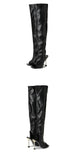 Spring Autumn Zip Metal Thin Heels Open Toe Leather Thigh High Over The Knee Boots Ladies Party Club Stripper Shoes Women Mart Lion   