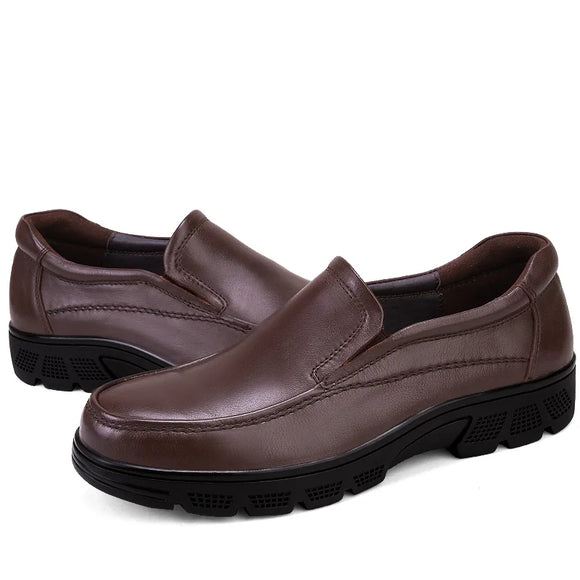  Shoes Men Loafers Black genuine Leather Shoe Men Platform cow Leather Designer Shoes Sepatu Slip MartLion - Mart Lion
