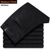 Men's Stretch Regular Fit Jeans  Casual Classic  Denim Trousers Male Black Blue Gray Pants MartLion Regular 063-Black 40 