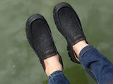 100% Genuine Leather Loafers Men's Moccasin Sneakers  Flat casual Shoes Work Boat