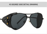 Vintage SteamPunk Pilot Style Sunglasses Leather Side Design Sun Glasses Oculos De Sol 2029 Mart Lion   