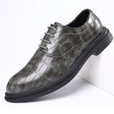 Shoes Men's Walking Crocodile Pattern Oxford Pointy Party Wedding Suit British Chic Flat Mart Lion Gray 6 