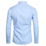 Men's Sky Blue Slim Fit Dress Shirts Slim Fit Long Sleeve Brand Shirt Men Cotton Business Formal Shirt with Pocket MartLion   