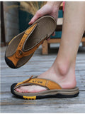 Summer Men's Flip-Flops Outdoor Genuine Leather Sandals Luxury Brand Designer Slipper Casual Beach Slipper Mart Lion   