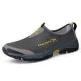 Summer Mesh Shoes Men's Sneakers Lightweight Breathable Walking Footwear Slip-On Casual Mart Lion Gray 01 7 