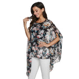 Women Blouses Print Chiffon Blouse Shirt Batwing Sleeve Casual MartLion picture color 8 5XL 