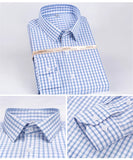 Men's Classic 100% Cotton  Striped Plaid Dress Shirt Without Pocket Long Sleeve Standard-fit Casual Checkered Shirts MartLion   