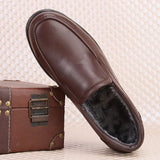 Shoes Men Loafers Black genuine Leather Shoe Men Platform cow Leather Designer Shoes Sepatu Slip MartLion brown fur 6.5 