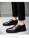 Trend Brogue Casual Shoes Men's Black Classic Dress Carved Flat MartLion   
