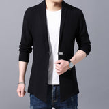 Cardigan Men's Sweaters Spring Autumn Casual Cardigan Jacket Solid Color Long Windbreaker Single Button Coats Mart Lion   