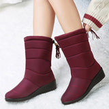 Women Boots Mid Calf Winter Wedge Heels Snow Winter Shoes Woman Warm Fur Platform MartLion Red(AE存量)*** 5 