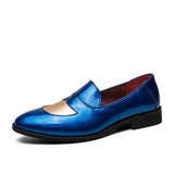 British Style Hit Color Leather Shoes Men's Oxford Breathable Formal Dress Wedding Footwear MartLion Blue 12.5 