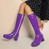 Women High Keen Boots Patent Leather Waterproof Knee High White Red Party Fetish Shoes Autumn Winter MartLion   