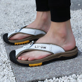 Summer Men's Flip-Flops Outdoor Genuine Leather Sandals Luxury Brand Designer Slipper Casual Beach Slipper Mart Lion   