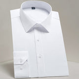 Men's Basic Standard-fit Long Sleeve Dress Shirt Solid/striped Formal White Work Office Classic Mart Lion 19330 42 