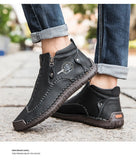Men's Leather Boots Snow Autumn Winter Young Casual Shoes Split Leather Flat MartLion   