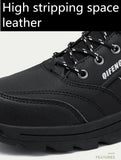 Winter Men Leather Casual Shoes Women Warm Fur Sneakers Lace Up Adult Footwear Plush Summer Walking Footwear Black Sole MartLion