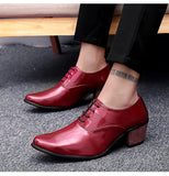 Men's Patent Leather Oxford Shoes Breathable Pointed Toe High Heels Formal Prom Dress Wedding Groom MartLion   