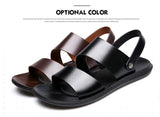 Men's Gladiator Sandals Genuine Cow Leather Casual Slipper Cool Beach Shoes Mart Lion   