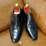 Handmade Men's Wingtip Oxford Shoes Genuine Calfskin Leather Brogue Dress Classic Formal Shoes MartLion   