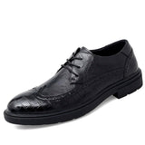 Trend Brogue Casual Shoes Men's Black Classic Dress Carved Flat MartLion black 6 