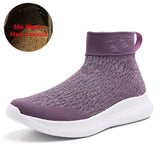 Women Platform Sneakers Casual Shoes Slip On Sock Trainers Plush Lightweight MartLion Purple No Fur 11 
