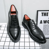 Leather Brogues Men's Wedding Party Dress Shoes Designer Drivng Formal Lace Up Oxfords Mart Lion 1-Black 6.5 