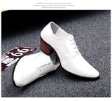 Men's Patent Leather Oxford Shoes Breathable Pointed Toe High Heels Formal Prom Dress Wedding Groom MartLion   