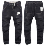 Men  splice Slim Stretch Jeans Classic Multi-pocket cotton male Casual denim MartLion black 38 