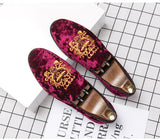 Wedding Dress Shoes Casual Men's Loafers Lazy Peas Embroidery Moccasins Suede Leather Zapatos Mart Lion   