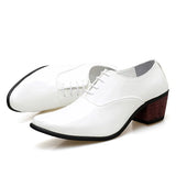 Men's Patent Leather Oxford Shoes Breathable Pointed Toe High Heels Formal Prom Dress Wedding Groom MartLion   