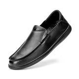 Genuine Leather Men's Loafers Office Work Shoes Casual Lazy Outdoor Footwear MartLion black 6 