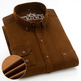 100% Cotton Corduroy Shirt Men's Casual Long Sleeve Regular Fit Dress Pocket Mart Lion DXR-08 38 165CM 50KG 