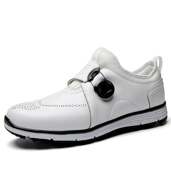 Golf Shoes Men's Leather Waterproof Sneakers Breathable Shoes Training Professional Spikes Non-slip MartLion WHITE 8.5 