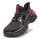 Men's Sports Boots Lightweight Work Shoes Waterproof Breathable Non-slip EVA Four Season Safety Steel Toe Puncture-proof MartLion 9006 black red 41 