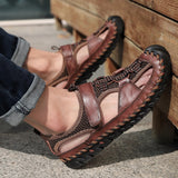 Men's Brand Genuine Leather Summer Casual Flat Sandals Roman Beach Footwear Sneakers Low Wedges Shoes Mart Lion   