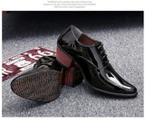 Men's Patent Leather Oxford Shoes Breathable Pointed Toe High Heels Formal Prom Dress Wedding Groom MartLion   