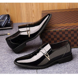 Men's Dress PU Leather Shoes Slip On Moccasin Glitter Formal Shoes Pointed Toe Mart Lion   
