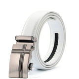 White Men's Belt Automatic Buckle Two-layer Cowhide Youth Korean Version Design Authentic Wild Youth Belt MartLion L 125cm (Waist 110cm) CHINA