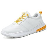 Men's Shoes Leather White Breathable Sneakers Autumn All-Match Casual Zapatillas Hombre Mart Lion Yellow and white 6 