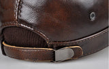  Men's Spring Winter Genuine Leather Black Brown Flat Baseball Caps Male 54-60 cm Size Outdoor Snapback Golf Hat MartLion - Mart Lion