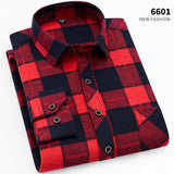 Fall Smart Casual Men's Flannel Plaid Shirt Brand Office Long Sleeve Shirt Clothes Mart Lion 6601 Asian S Label 39 