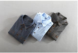 Men's Jeans Shirt Pure Cotton Slim Fit Long Sleeve Male Dress Shirts Denim Casual Clothing Two Chest Pocket MartLion   