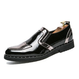 Glossy Leather Men's Shoes Casual Slip On Loafers Bullock Driving MartLion Silver 6.5 