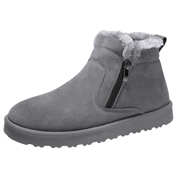 Waterproof Winter Men's Boots Cow Suede Warm Snow Women Work Casual Shoes High Solid Color Black Snow MartLion GRAY 36 